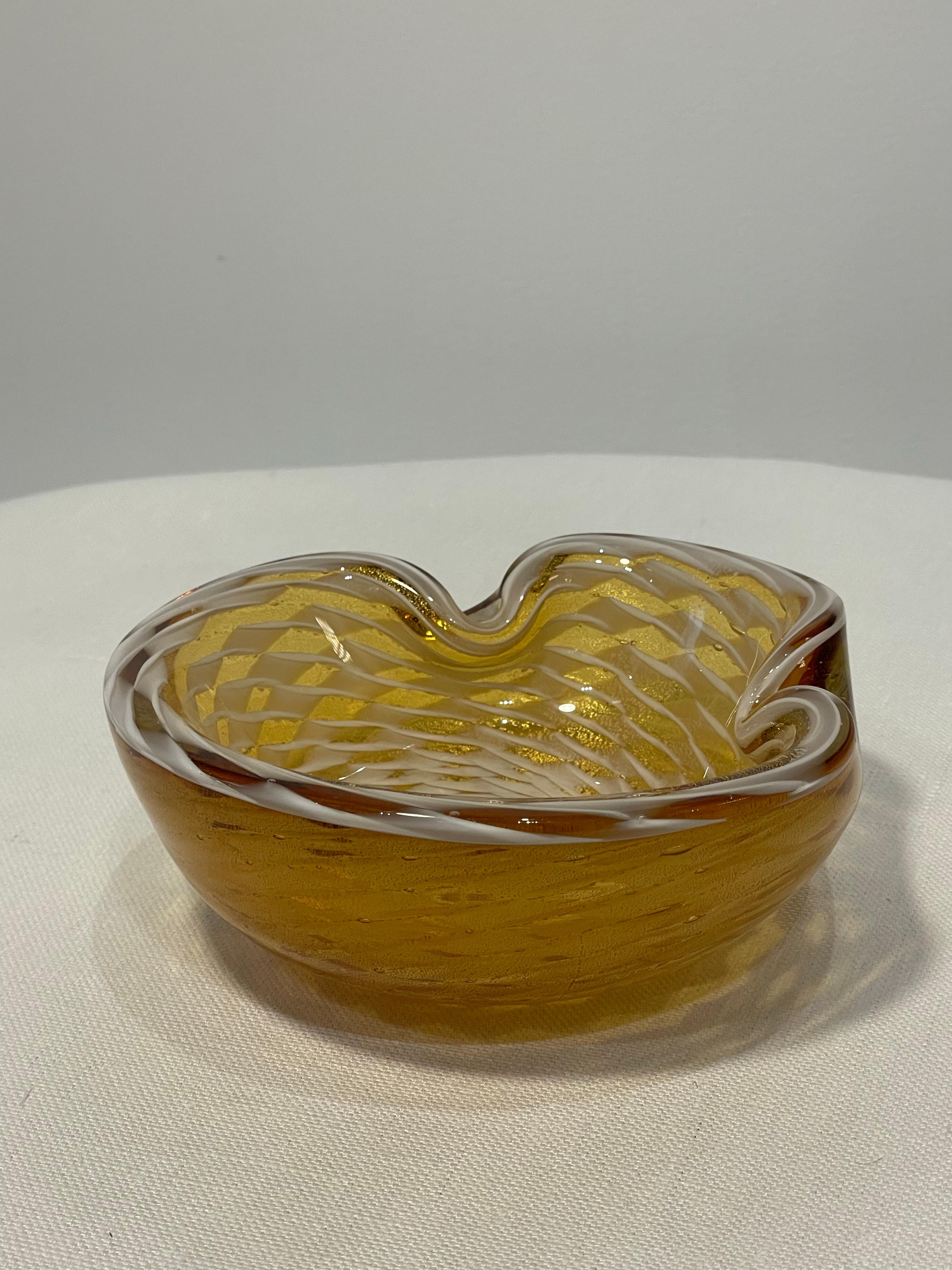 Hand-Crafted Vintage Honeycomb Murano Dish