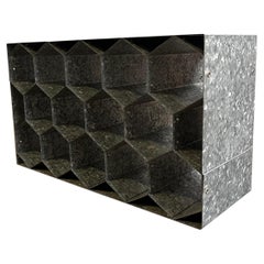 Vintage Honeycomb Wine Rack on Galvanized Metal