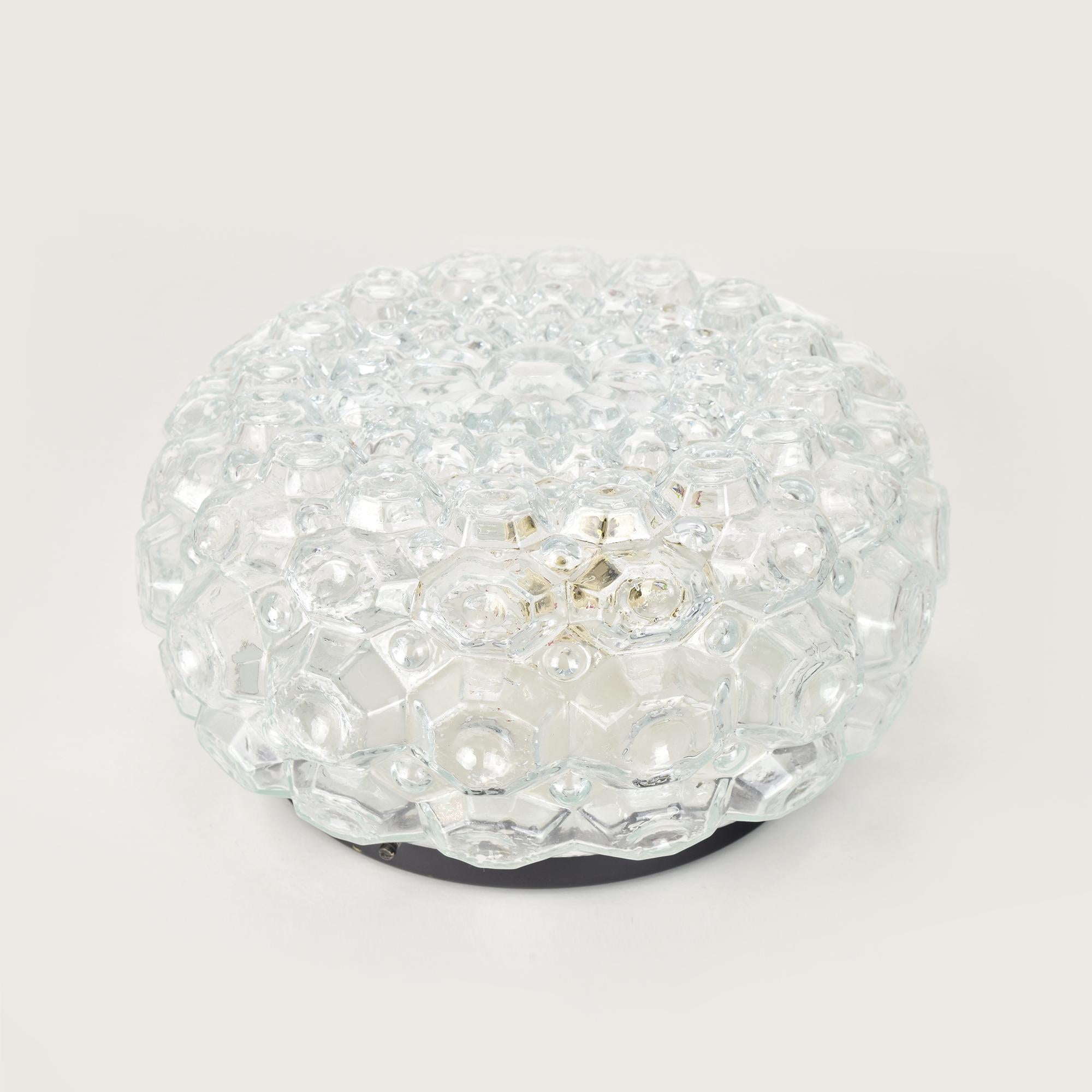 Plafón o aplique de cristal vintage Honsel Flush Mount Alemán en venta