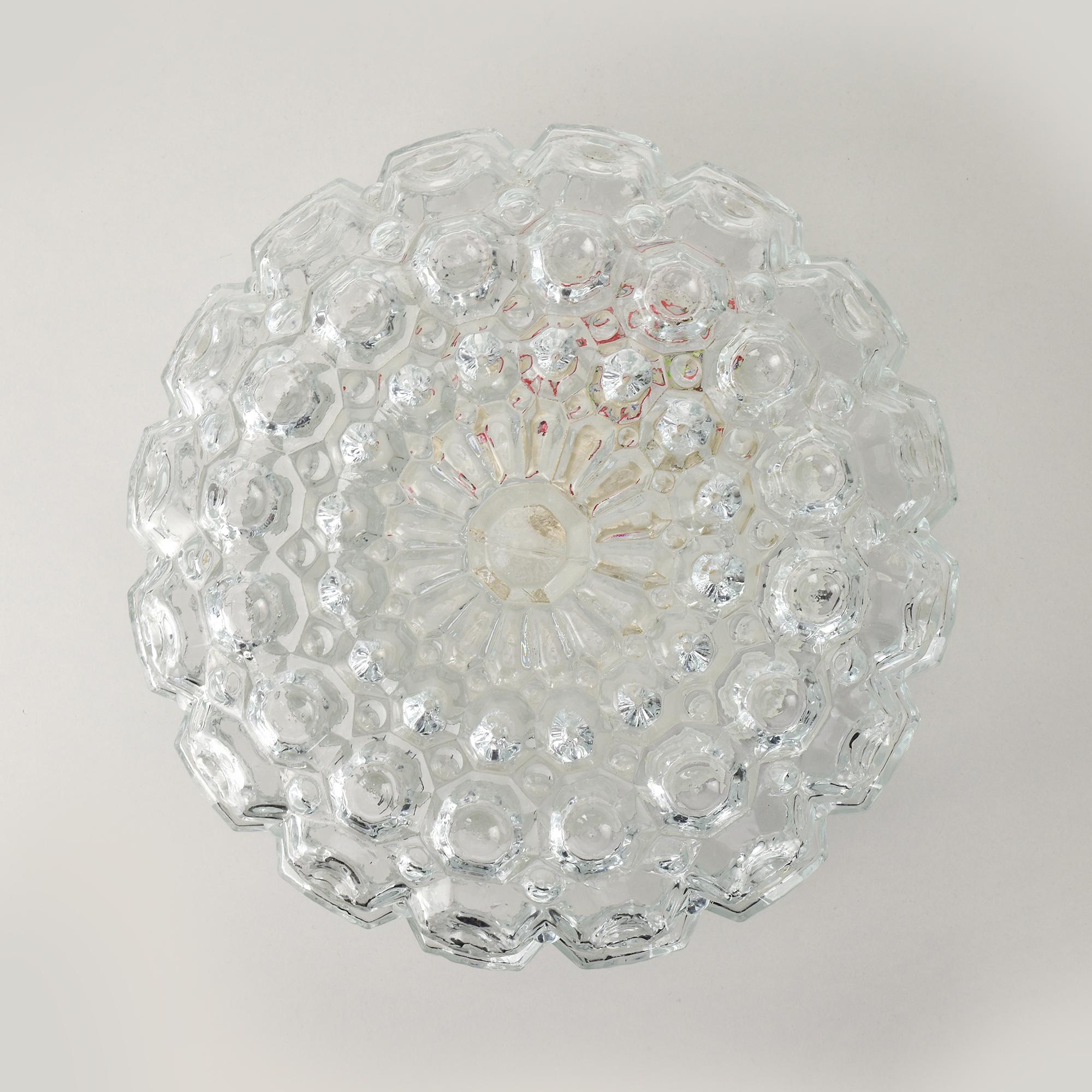 Plafón o aplique de cristal vintage Honsel Flush Mount Hecho a mano en venta