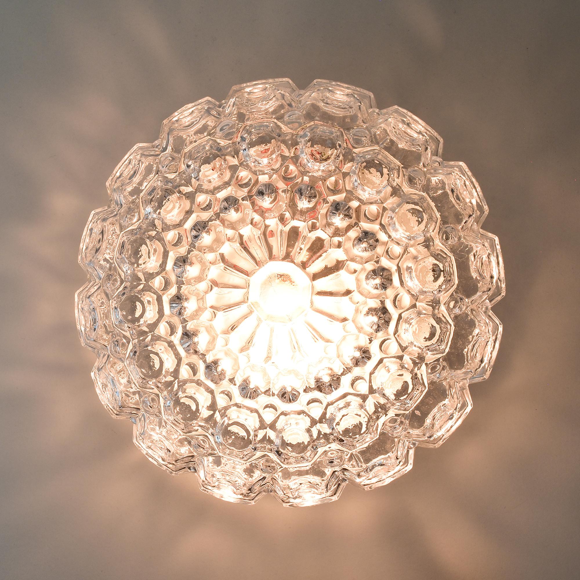Plafón o aplique de cristal vintage Honsel Flush Mount en Bueno estado para la venta en Bad Säckingen, DE