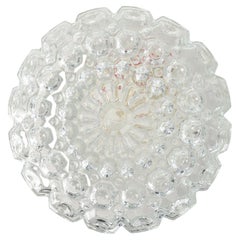 Vintage Honsel Flush Mount Crystal Glass Ceiling or Wall Light Fixture