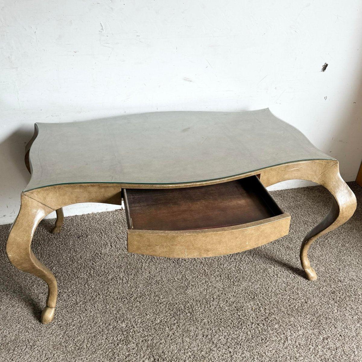 American Vintage Hoof Foot Writing Desk With Glass Top by Ferguson Copeland