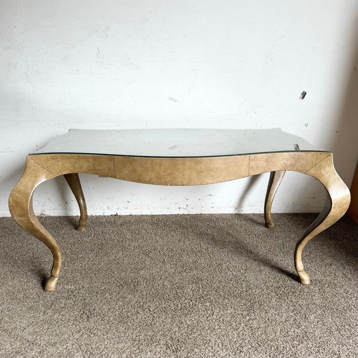 Vintage Hoof Foot Writing Desk With Glass Top by Ferguson Copeland In Good Condition In Delray Beach, FL