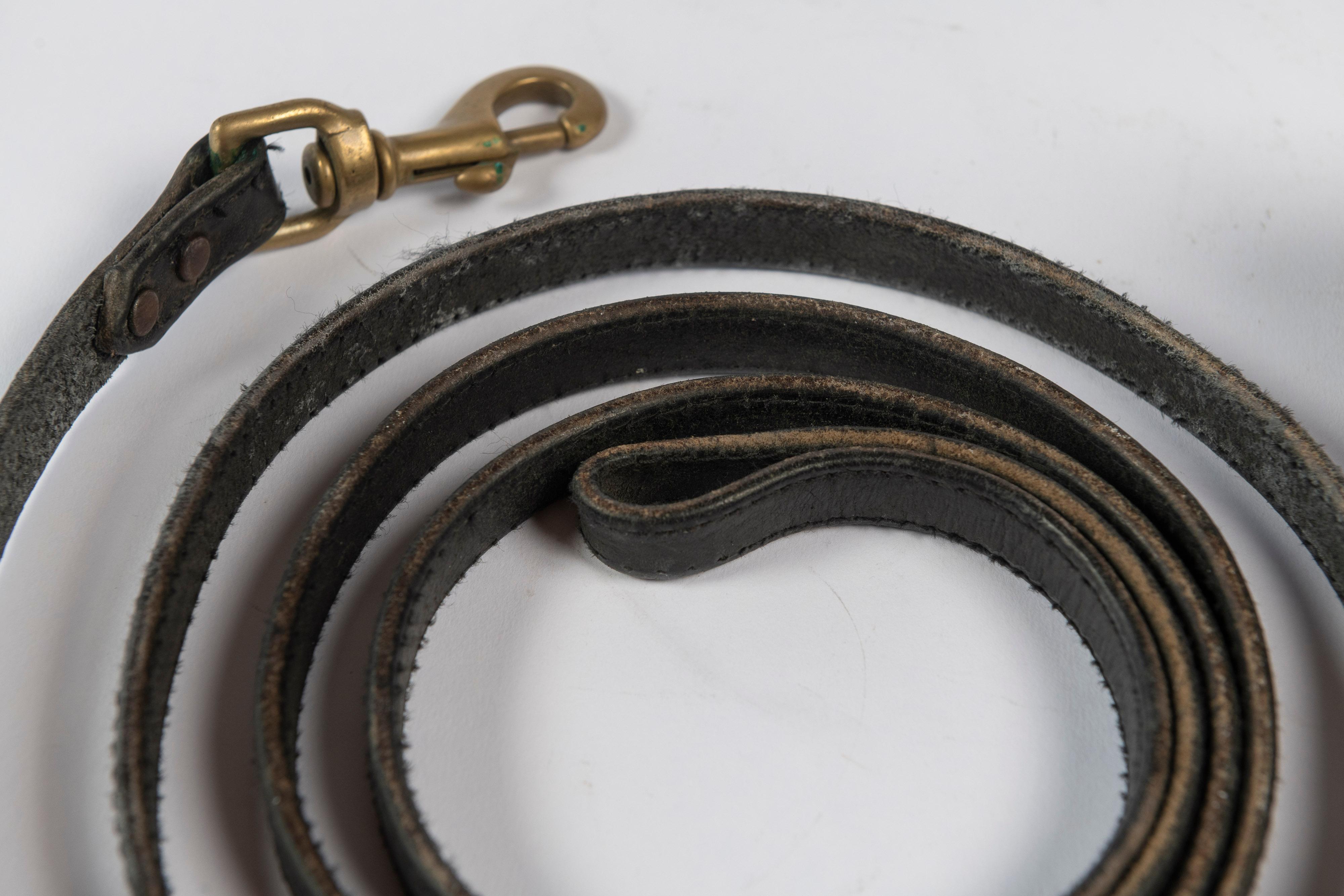 Arts and Crafts Vintage Hoofed Pipe, Leather Pouch and Leather Dog Lead, Early 20th Century For Sale