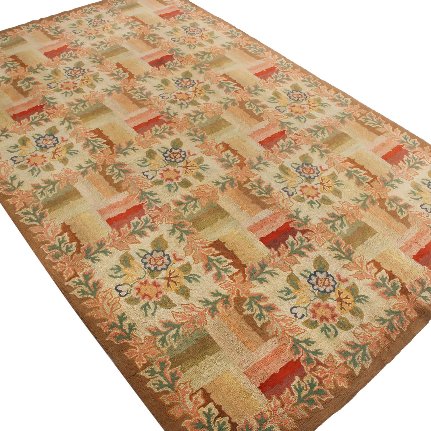 vintage floral hooked rug
