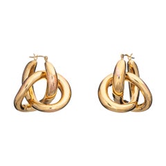 Vintage Hoop Twist Earrings 14k Yellow Gold Drops Estate Fine Jewelry Medium