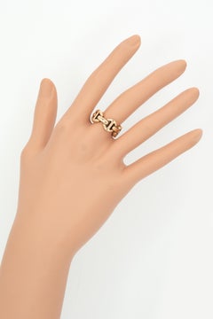 Anillo vintage Hoorsenbuhs de oro rosa de 18 quilates con cadena clásica de tres eslabones