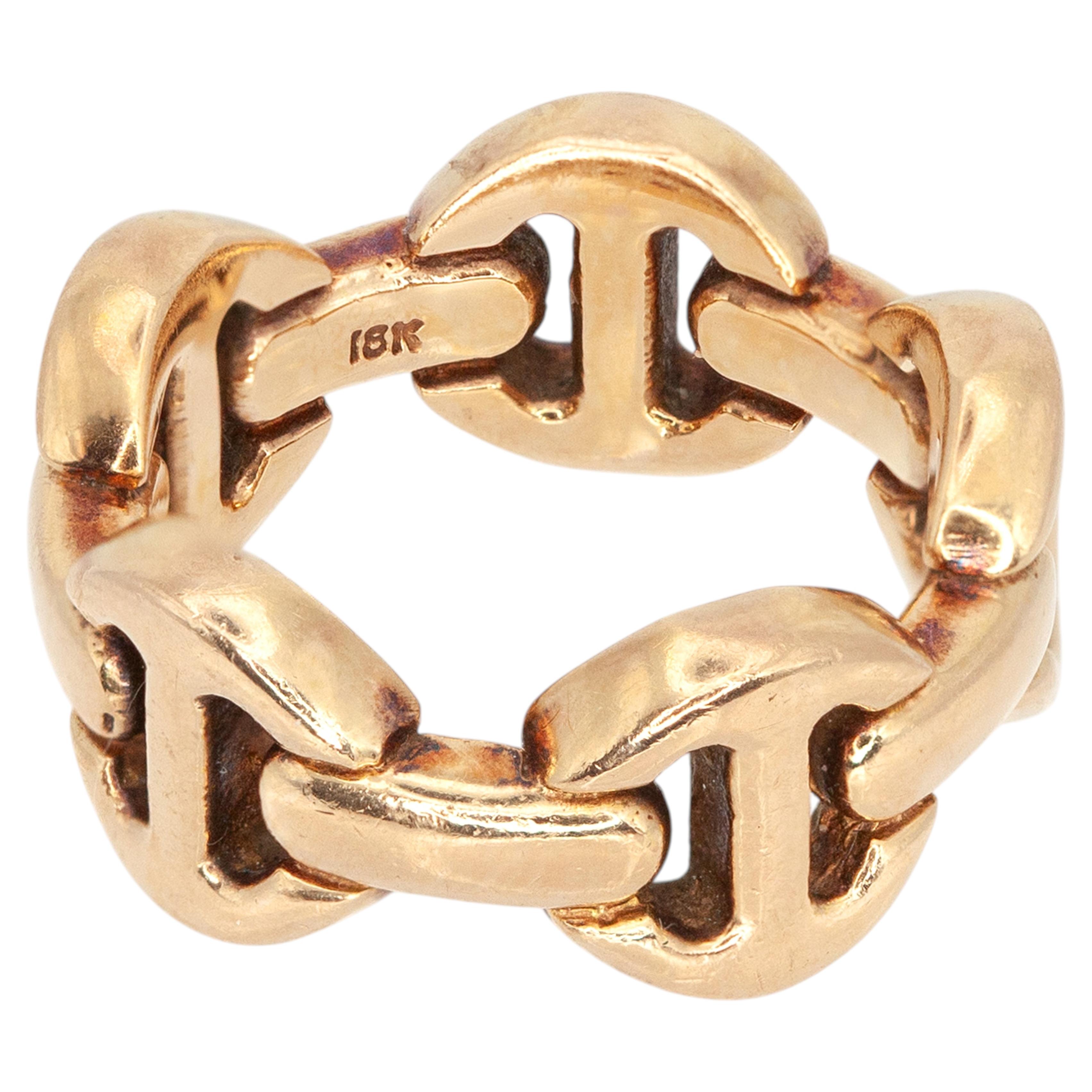 Vintage Hoorsenbuhs 18K Rose Gold Classic Tri-Link Chain Ring