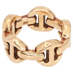 Anillo vintage Hoorsenbuhs de oro rosa de 18 quilates con cadena clásica de tres eslabones