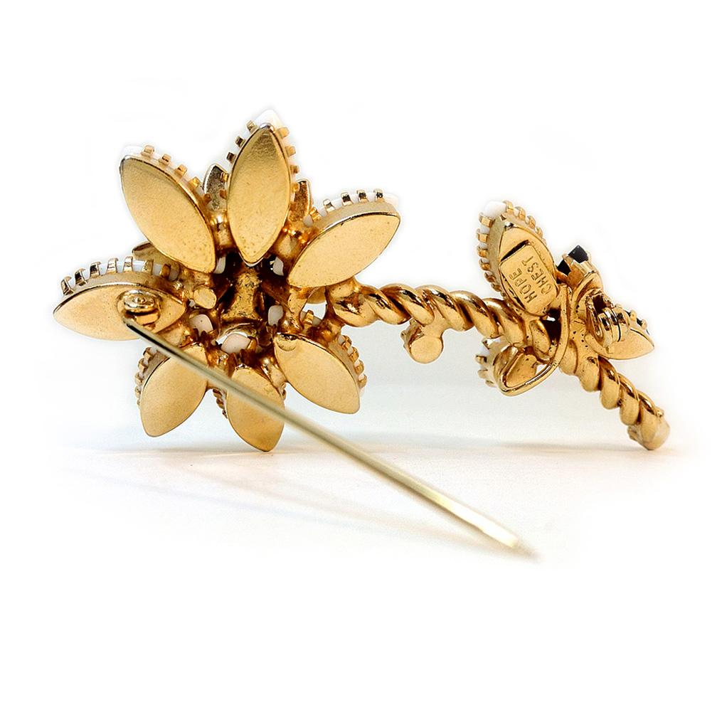 Modern Vintage Hope Chest Flower Brooch and Earrings Demi-parure  For Sale