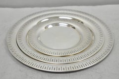 Vintage Hopeakeskus Oy Finland Modern Silver Plated Serving Plate Dishes - 3 Pc