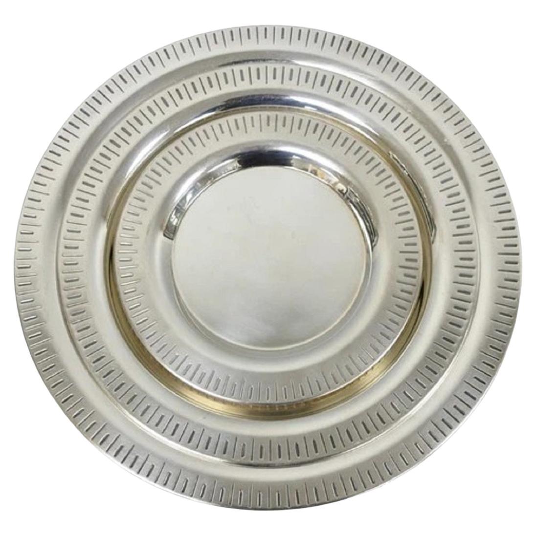 Vintage Hopeakeskus Oy Finland Modern Silver Plated Serving Plate Dishes - 3 Pc