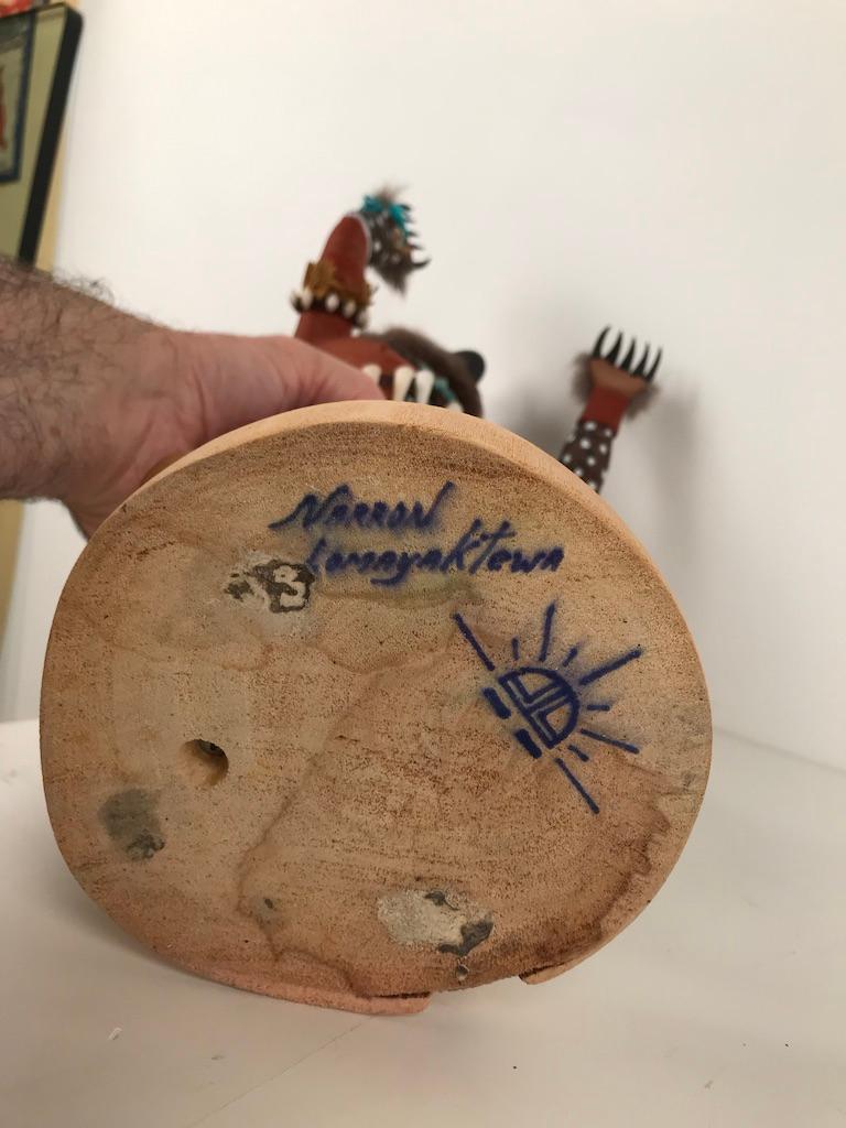 Vintage Hopi Kachina Dancing Bear Hand Carved Signed by Artist 3