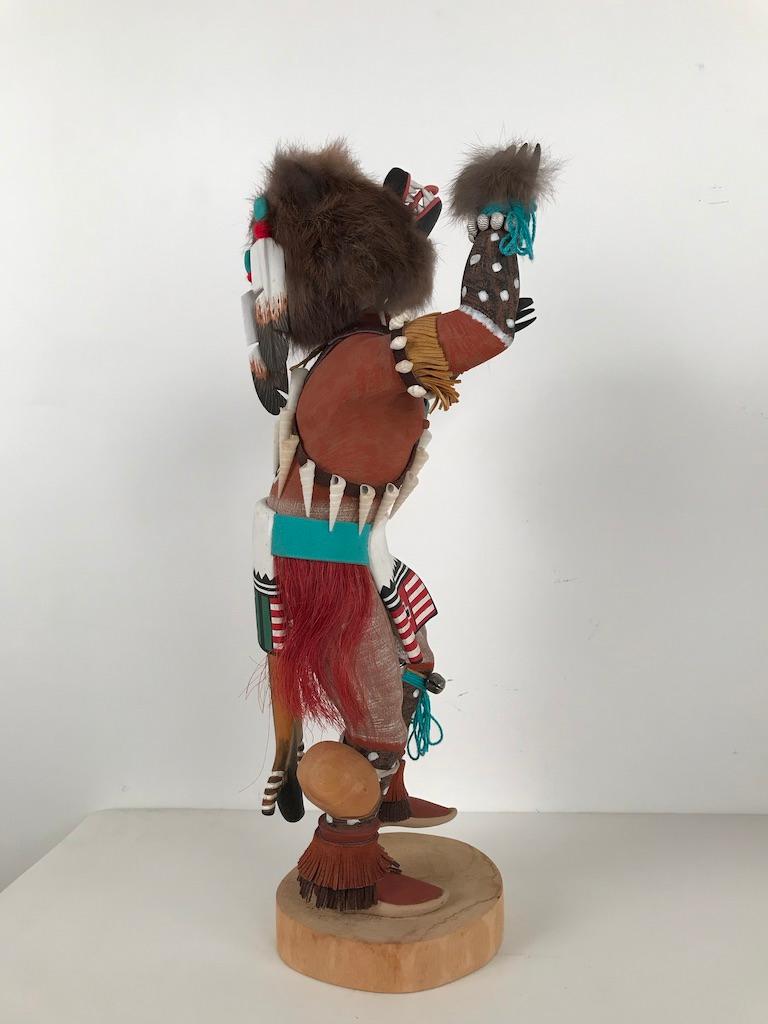 American Vintage Hopi Kachina Dancing Bear Hand Carved Signed by Artist