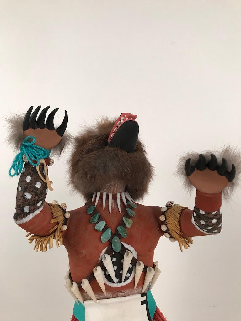 Vintage Hopi Kachina Dancing Bear Hand Carved Signed by Artist In Good Condition In Stamford, CT