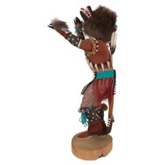 Retro Hopi Kachina Dancing Bear Hand Carved Signed by Artist