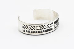 Vintage Hopi Native American Overlay Sterling Silver Cuff Bracelet by Chalmers D