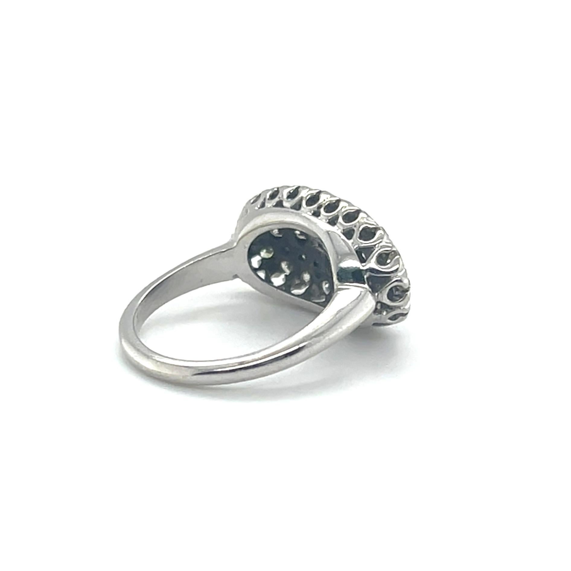Anello vintage a grappolo orizzontale con perline incastonate a taglio singolo e diamanti Old Mine Cut In condizioni buone in vendita a Miami, FL