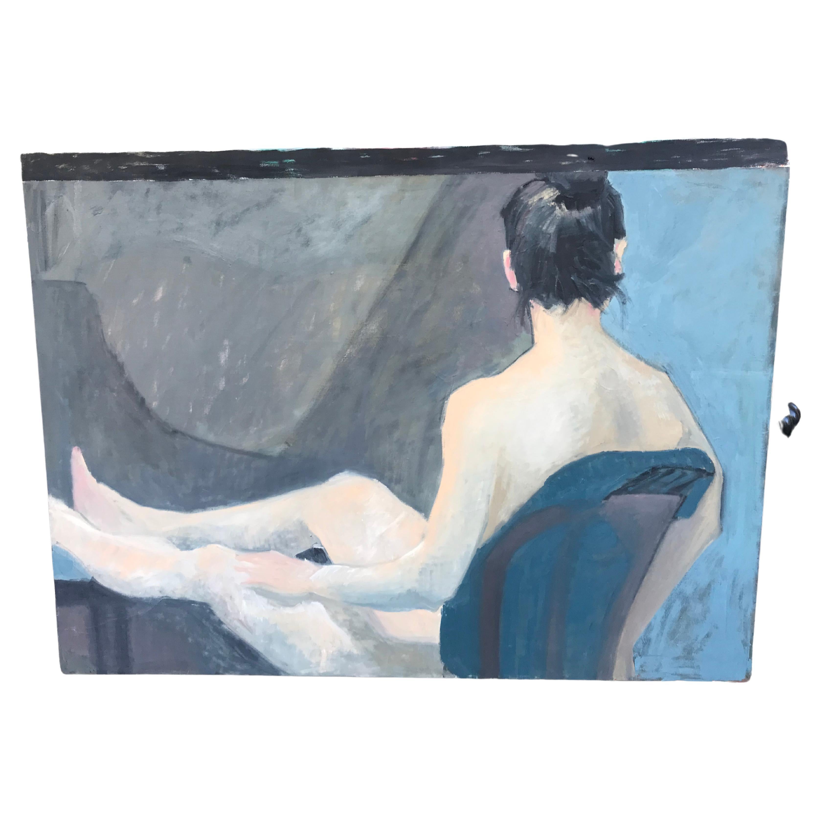Vintage Horizontal Nude on Canvas