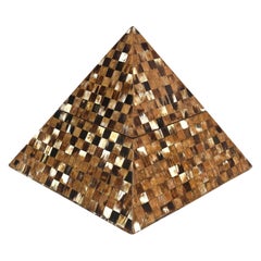 Vintage Horn und Wood Pyramid Box im Stil von Karl Springer 1980er Jahre