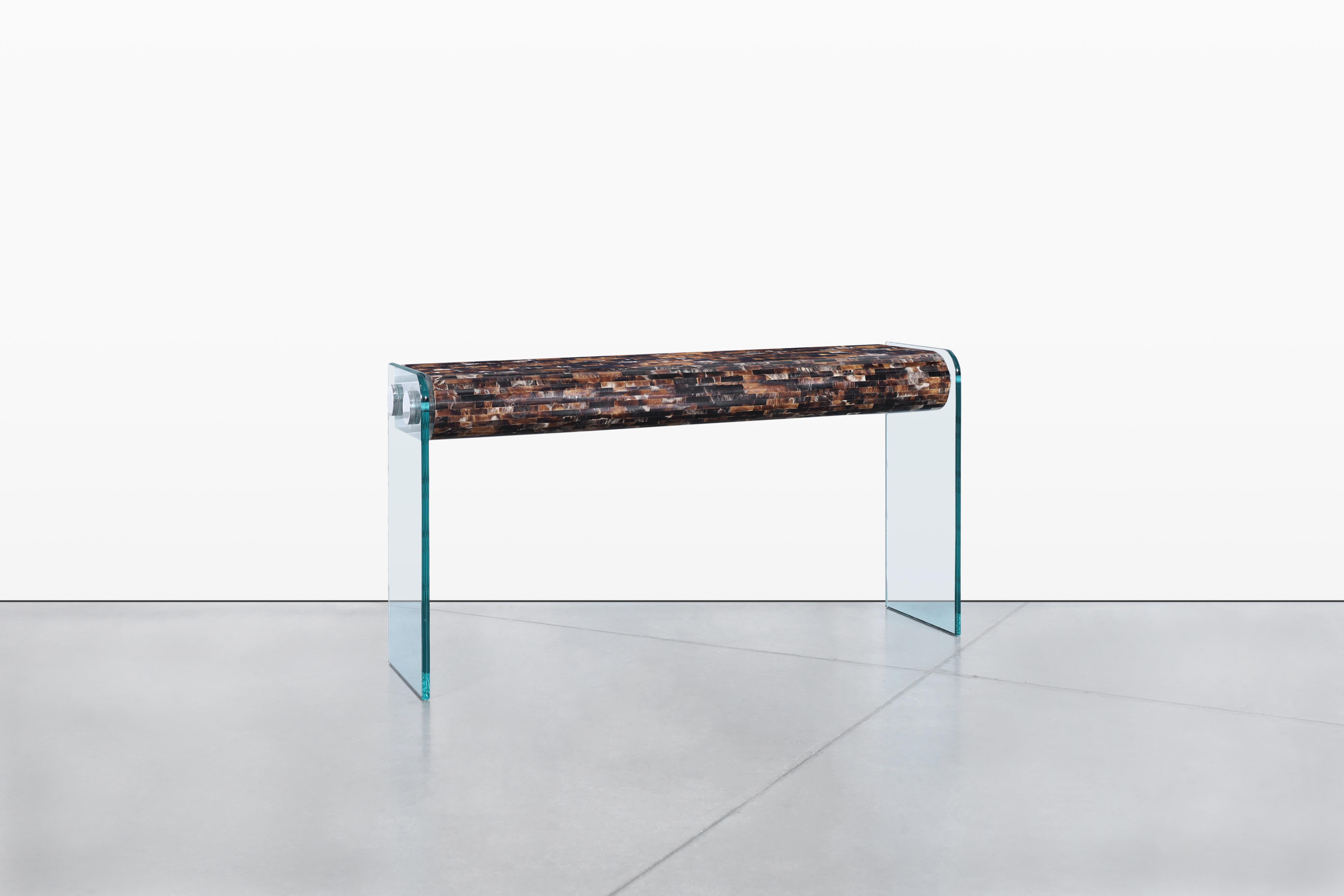 Fin du 20e siècle Table console vintage en Horn avec miroir par Enrique Garcel pour Jimeco LTDA. en vente
