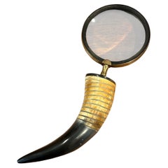 Vintage Horn Handle Magnifying Glass / Desk Loupe