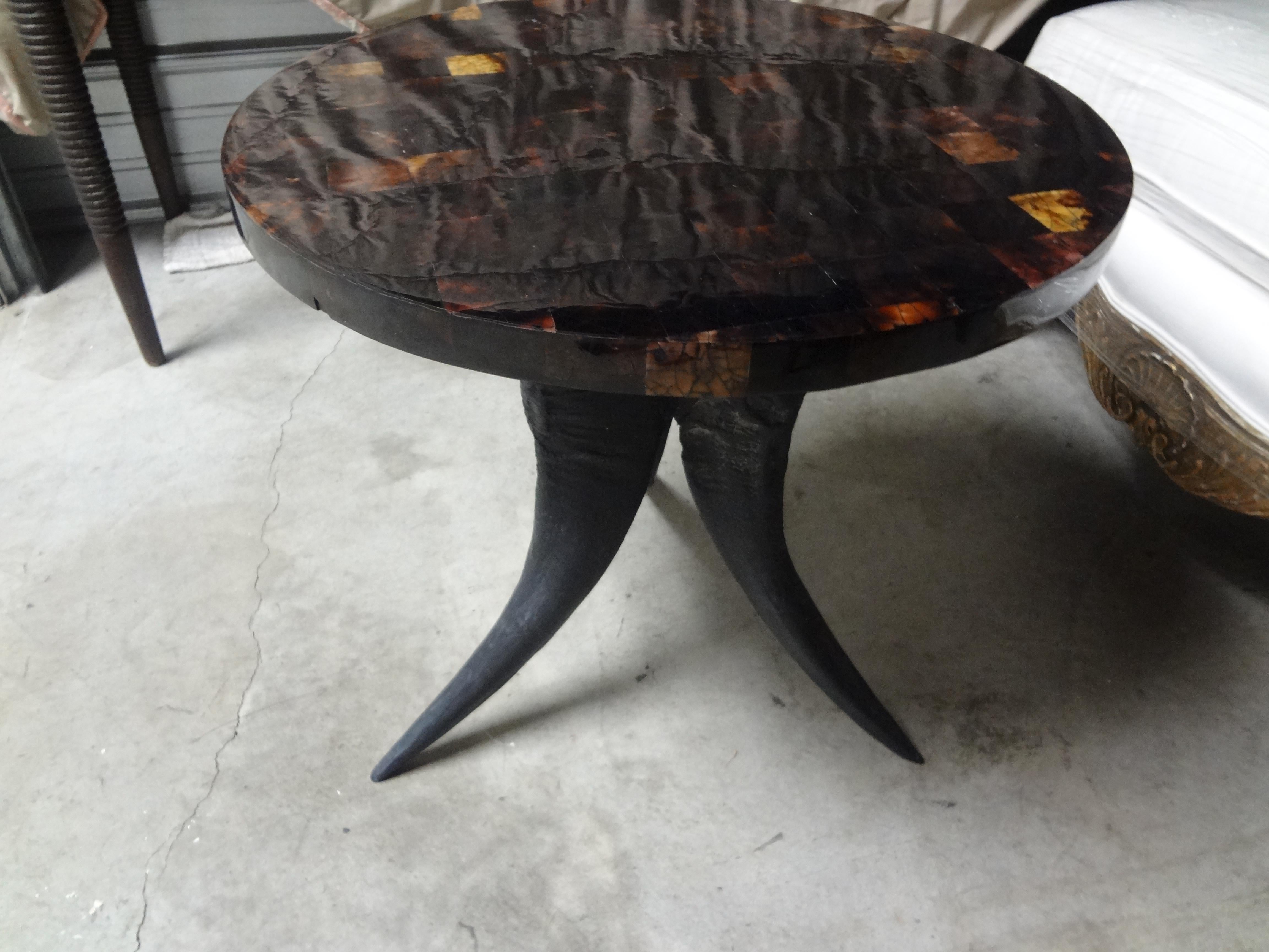 Vintage Karl Springer Style Horn Table with Tessellated Horn Top 2