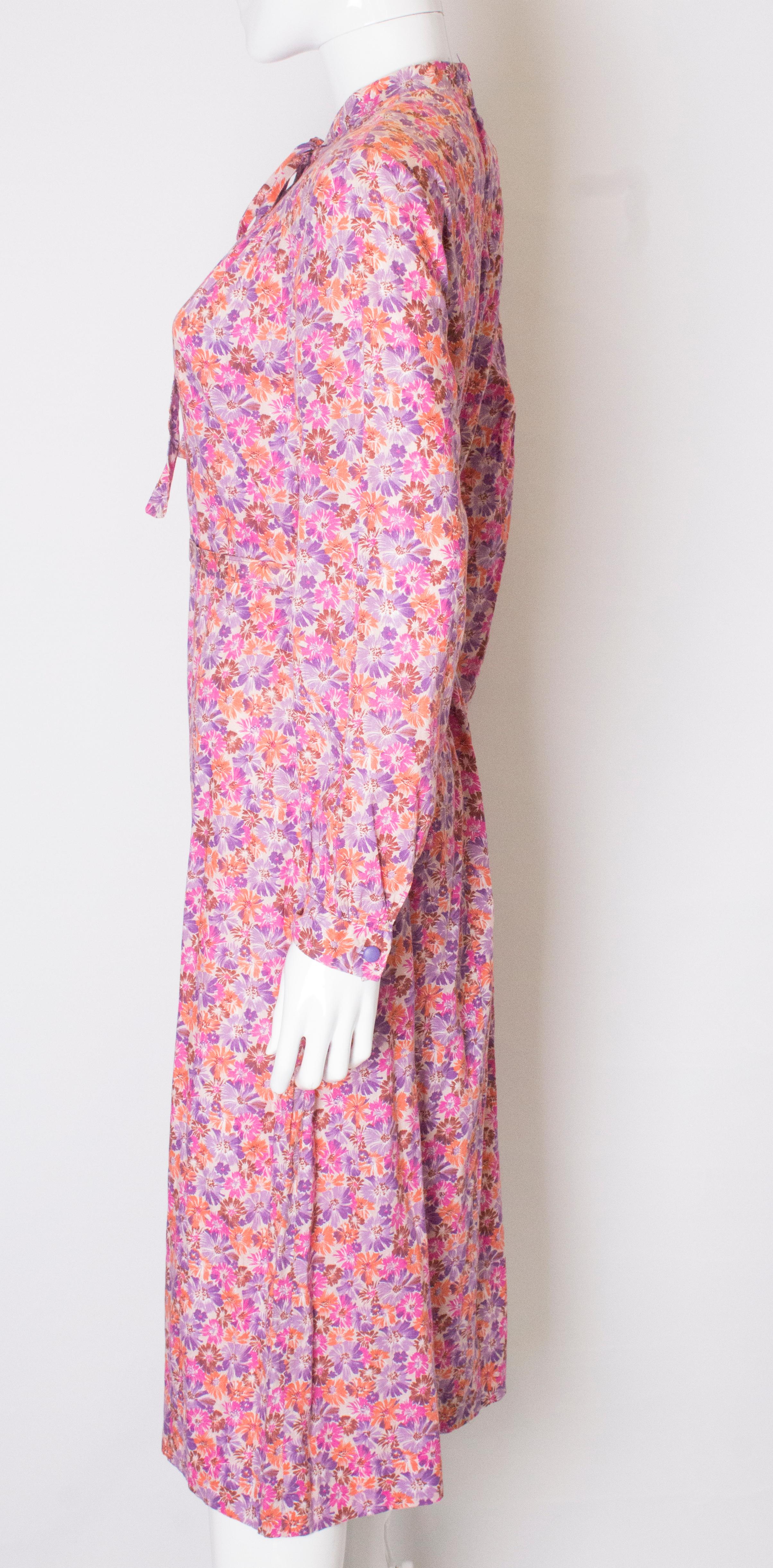 Pink Vintage Horrocks Print Dress For Sale