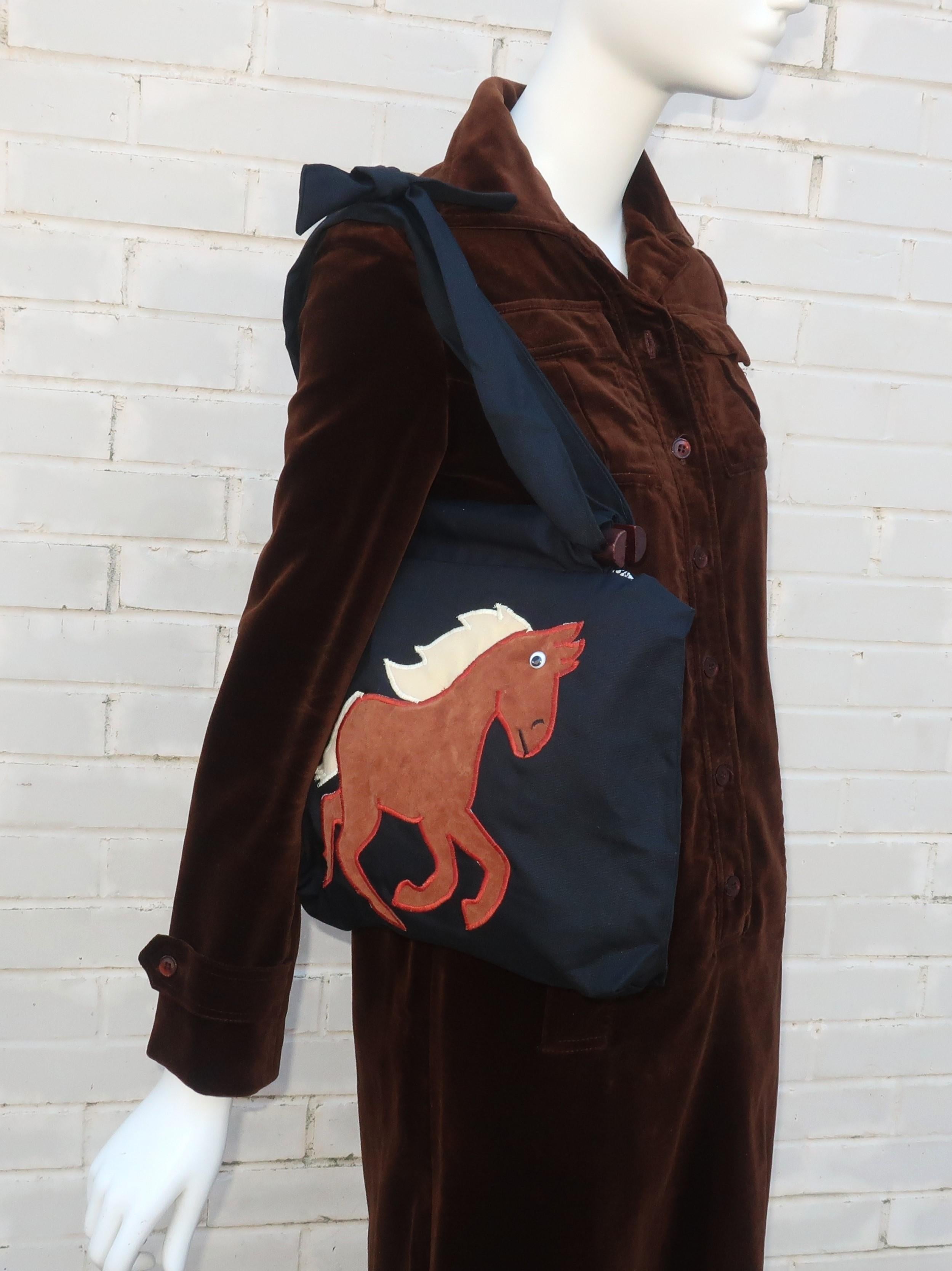 Vintage Horse Applique Tote Style Handbag For Sale 6