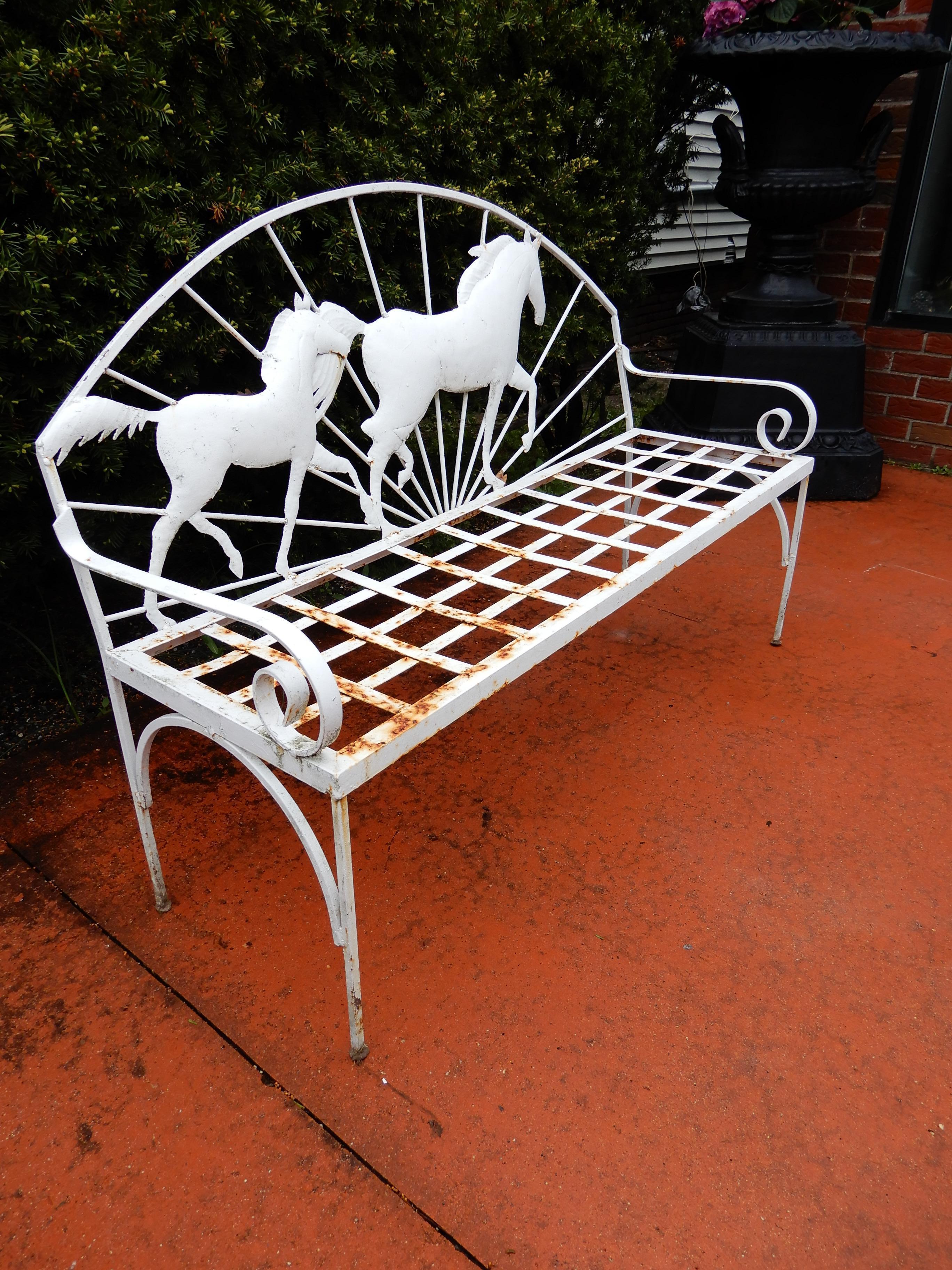 horse garden bench