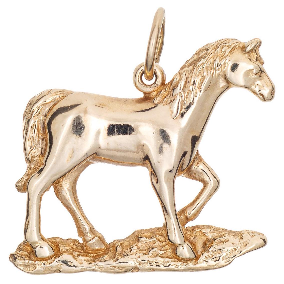 Vintage Horse Charm 14k Yellow Gold Pendant Estate Fine Animal Jewelry