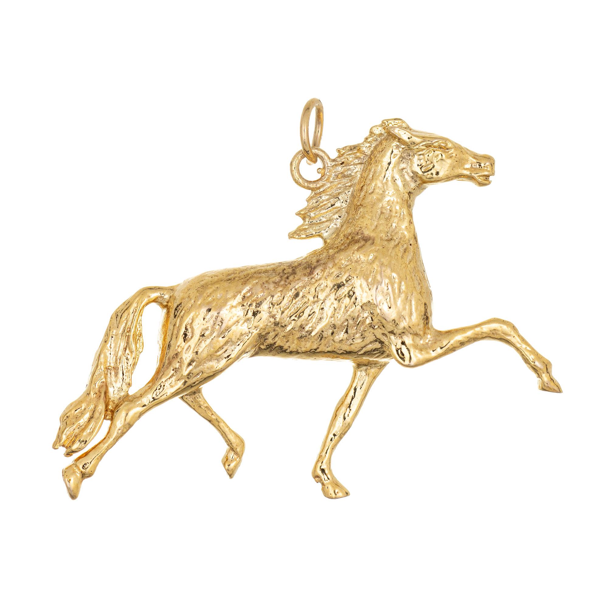Vintage Pferdeanhänger 9k Gelbgold Tier-Anhänger Nachlass feiner Schmuck (Moderne) im Angebot