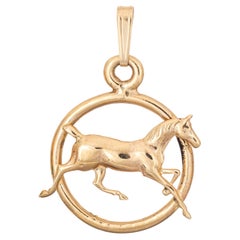 Vintage Horse Charm Pendant 14k Yellow Gold Animal Fine Estate Jewelry