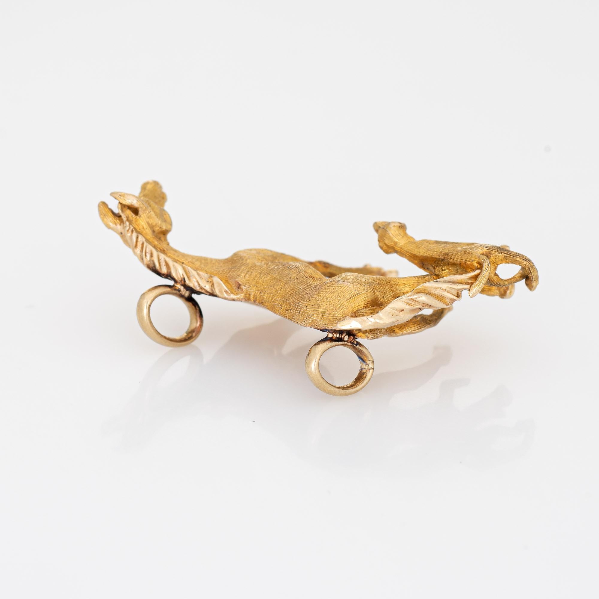 Modern Vintage Horse & Dog Pendant 14k Yellow Gold Fine Estate Animal Jewelry For Sale