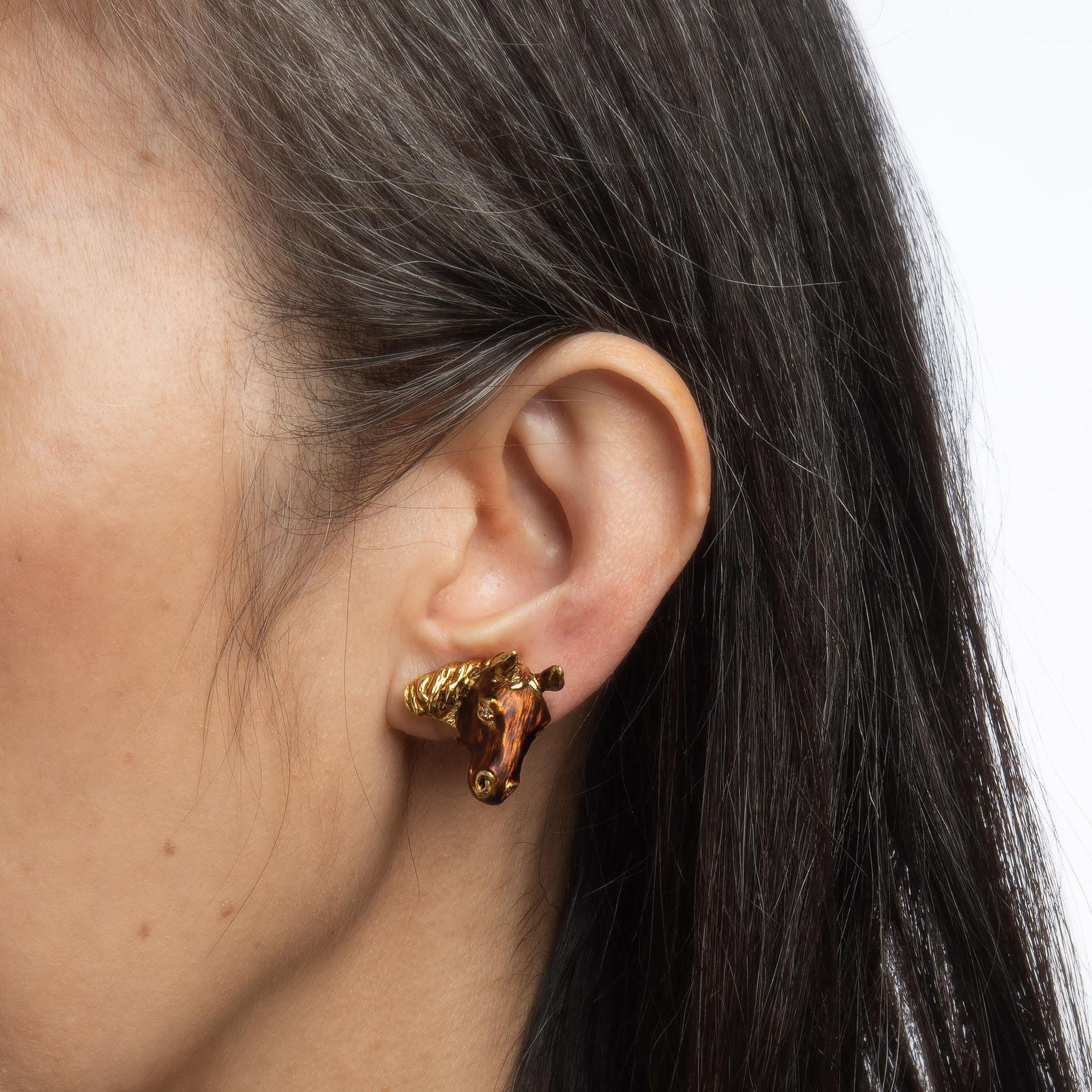 horse clip on earrings