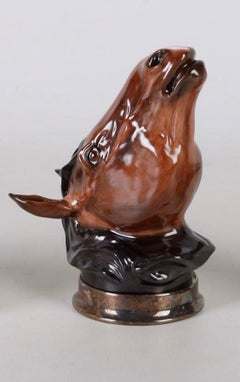 Vintage Horse Head Stirrup Cup in Porcelain with Silver Plated Collar England