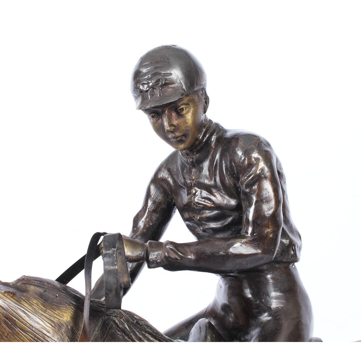 Vintage Horse and Jockey Bronze Sculpture Mene', 20th Century at