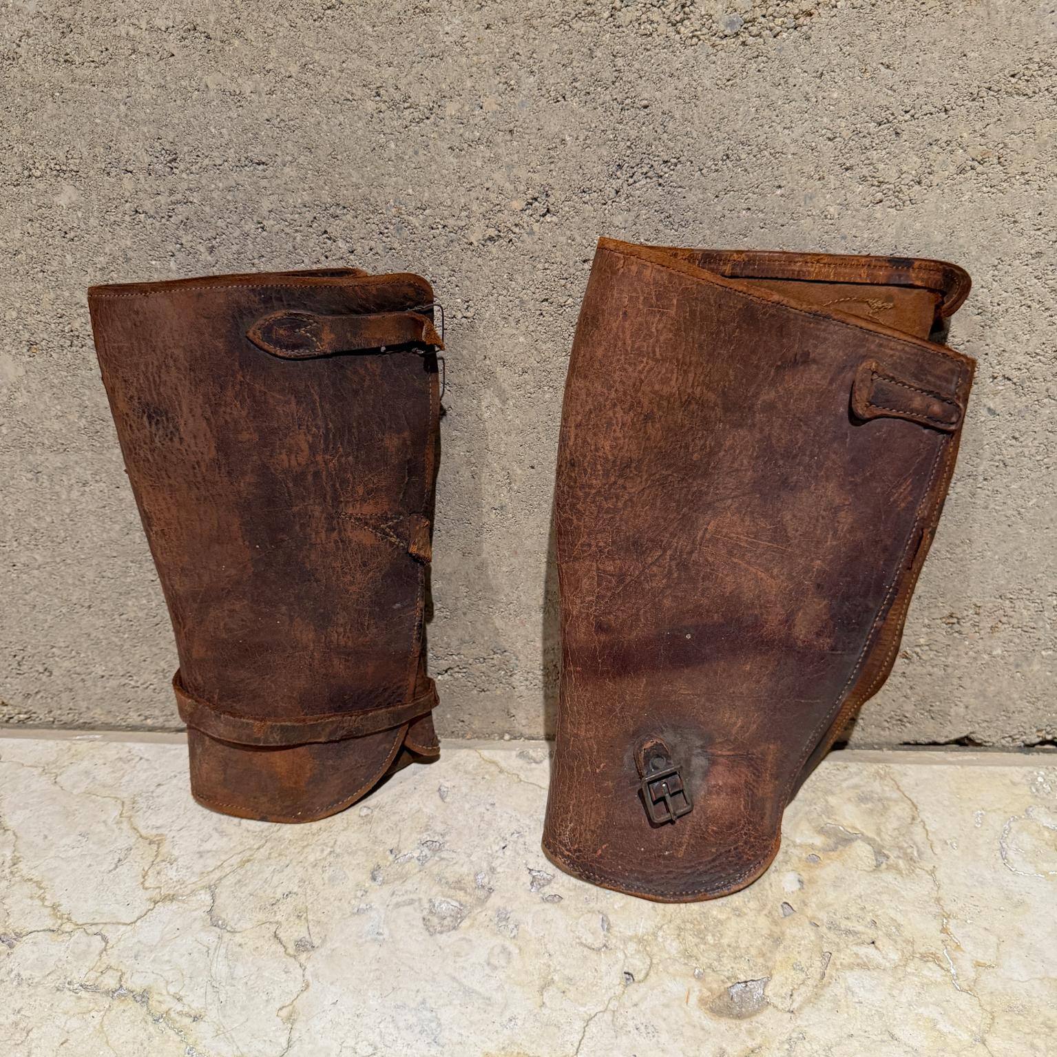 Vintage Equestrian Leather Chaps Gaiters Spats Pair
leg protectors military cavalry officer horse riding gear
11 h x 15 w
Preowned vintage condition fabulous rich patina
Straps to secure the chaps not in good shape or missing.
Refer to images