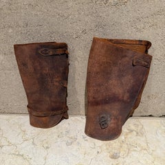 Vintage Horse-Riding Military Chaps Distressed Leather