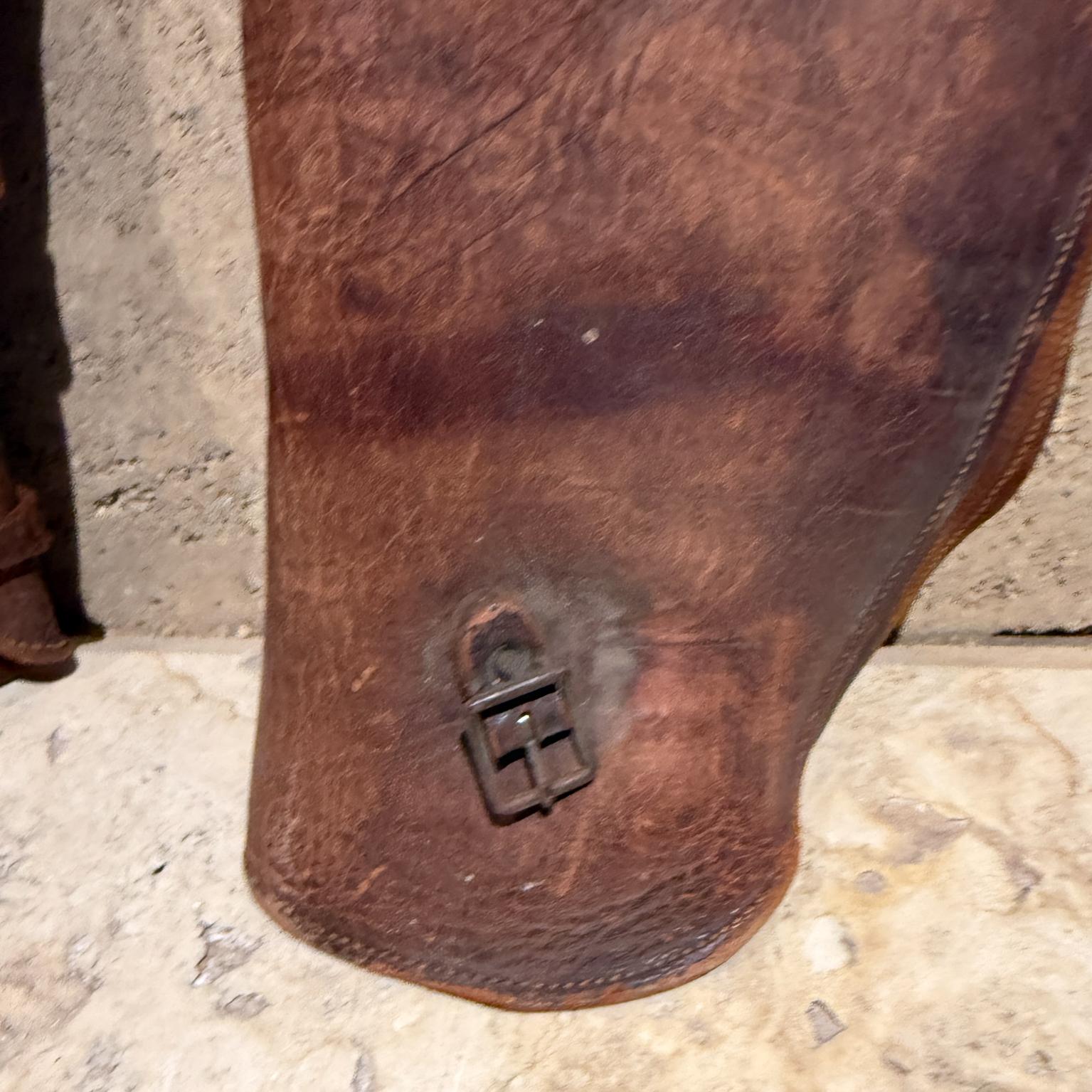 Mid-Century Modern Vintage Horse-Riding Military Chaps Distressed Leather For Sale