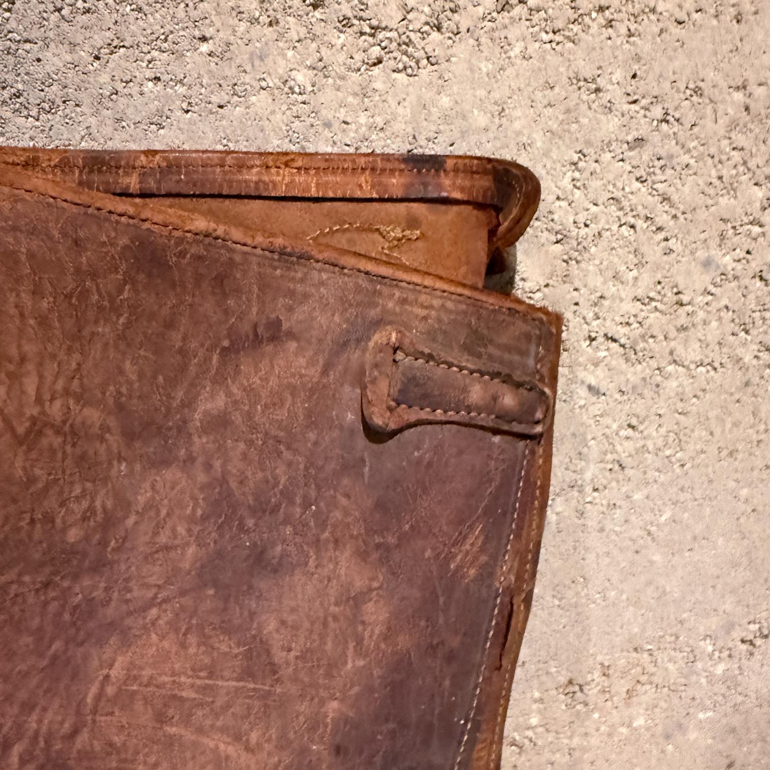 Patinated Vintage Horse-Riding Military Chaps Distressed Leather For Sale