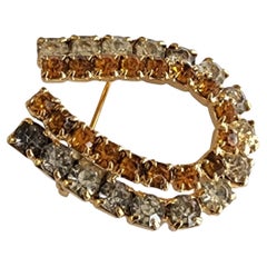 Broche Vintage Fer à cheval en or avec strass multi-tons