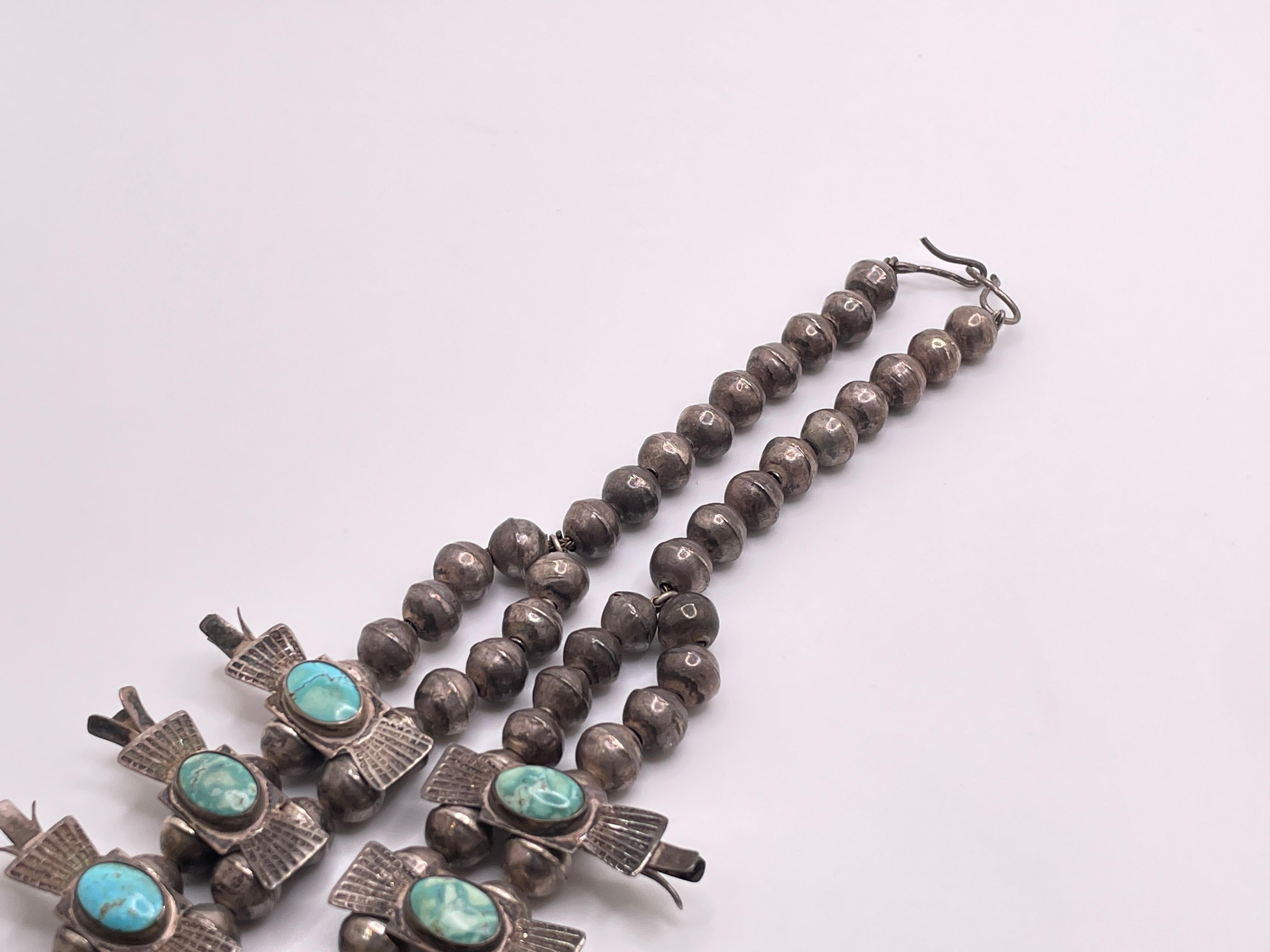 Vintage Horseshoe Native American Navajo Sterling Silver Squash Blossom Necklace im Angebot 3