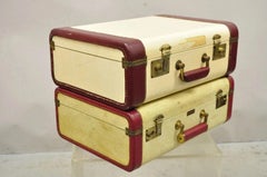 Vintage Horton & Hubbard Art Deco Cari-Lite Hard Luggage Travel Suitcase - Pair