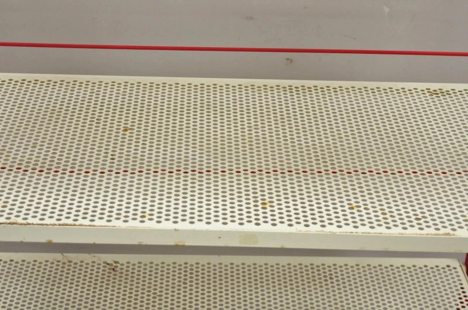 Vintage Hostess Red Metal Perforated 4 Shelf Folding Display Shelf Stand For Sale 1