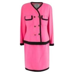 Vintage hot pink & black wool crepe jacket & skirt