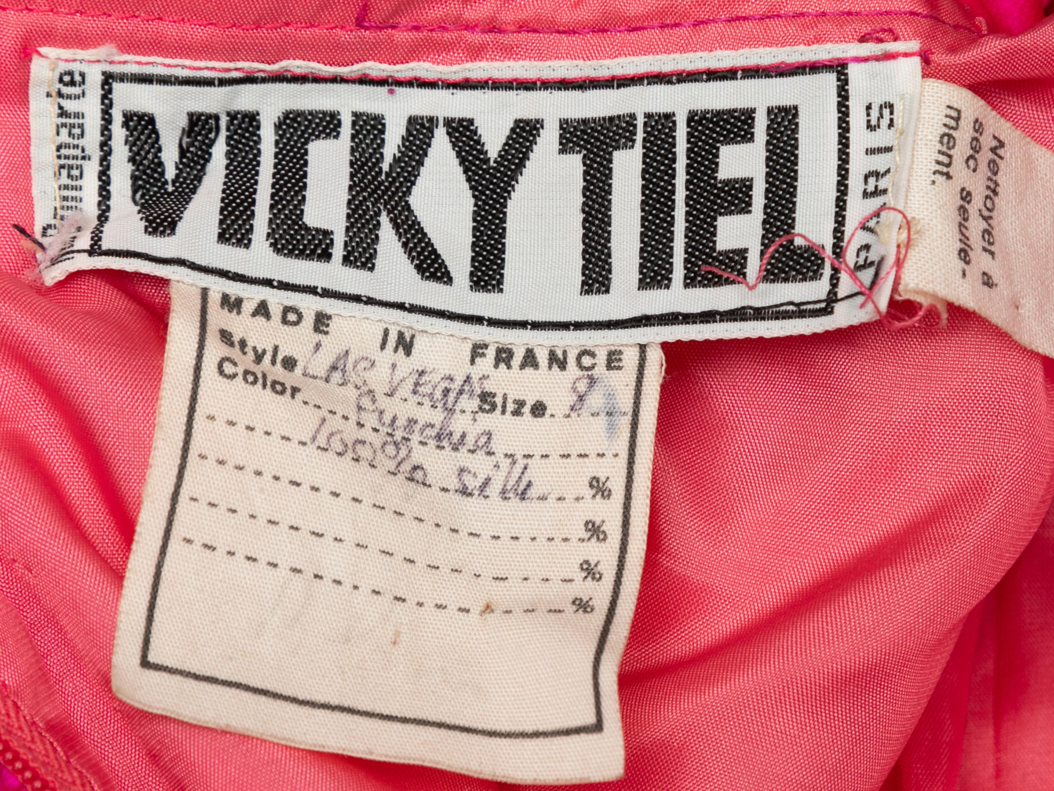 Vintage Hot Pink Vicky Tiel Strapless Silk Dress Size US 8 In Good Condition For Sale In New York, NY