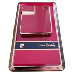Vintage Hot Red Retro Pier Cardin Cigarette Case & Gucci Lighter Set “Circa 80s”