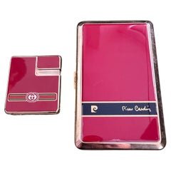 Vintage Hot Red Retro Pier Cardin Cigarette Case & Gucci Lighter Set “Circa 80s”